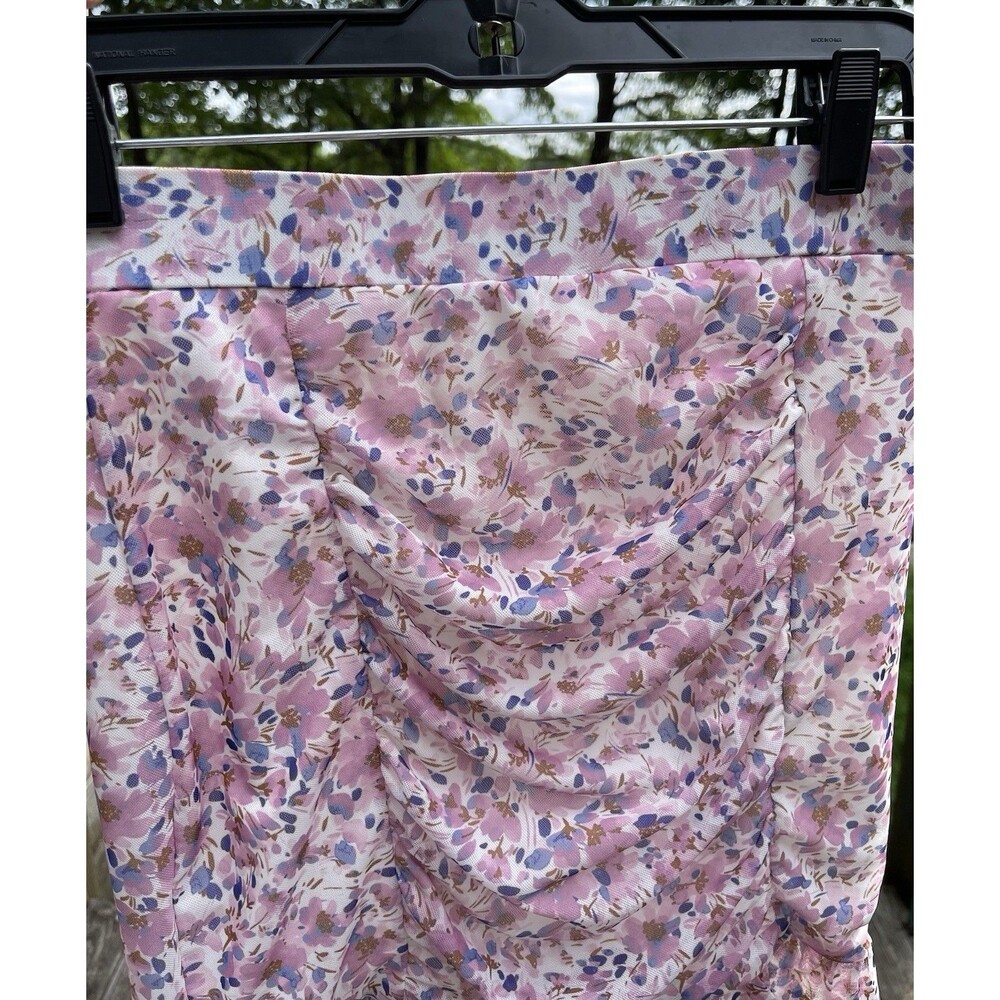 Free People Cinched Mini Skirt Lined Pink Floral Ladies Small